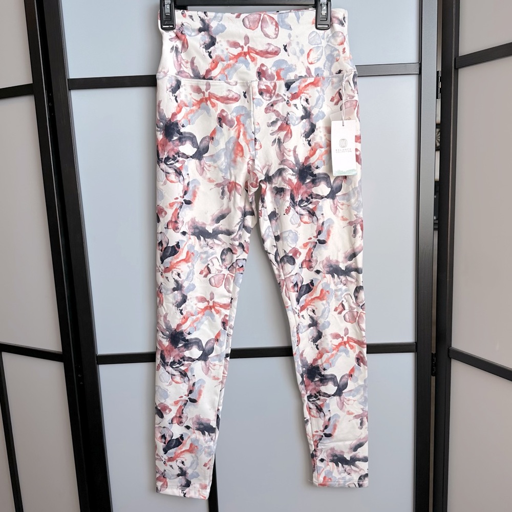 NWT Floral Active Workout Leggings the Balance Collection Colorful Pattern Sz L